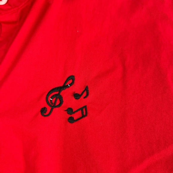 Vintage Casey Coleman Red Musical Note  AOP Embroidered Button-Up Blouse Medium - Picture 5 of 5